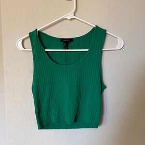 Forever 21 Green Ribbed Cropped Tank Top